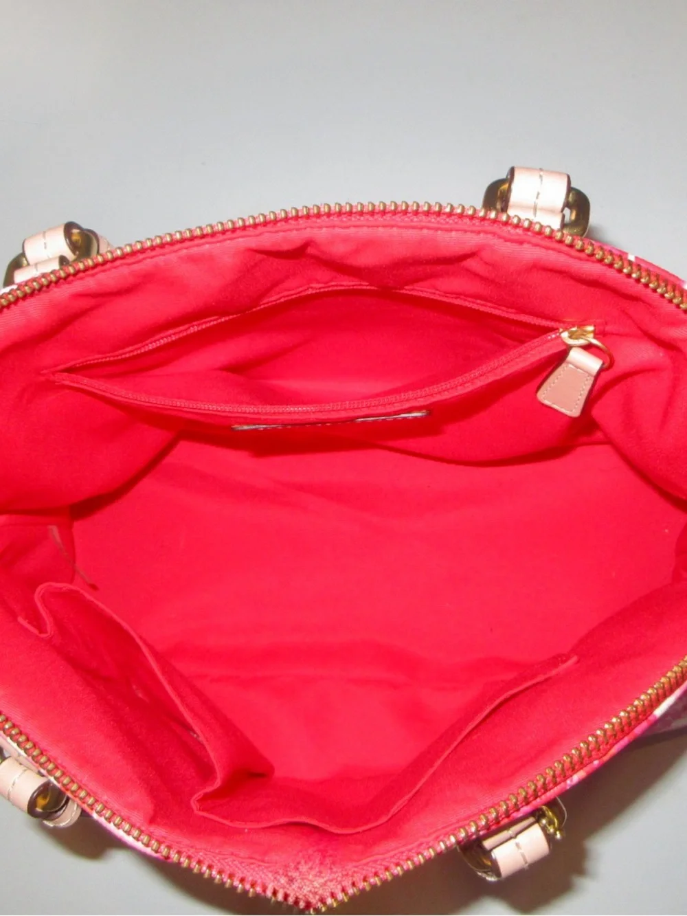 Coach Pink and Red Floral Dome Satchel